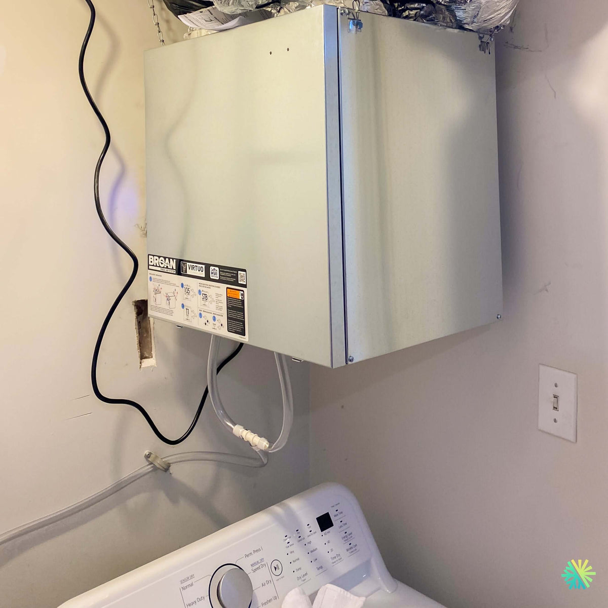 Installation of a Broan-NuTone HRV90 air exchanger (HRV90T model, Compact Flex series) in Saint-Clet, in Vaudreuil-Soulanges