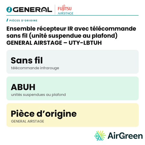 Ensemble récepteur IR avec télécommande sans fil (unité suspendue au plafond) GENERAL AIRSTAGE – UTY-LBTUH – carte principale | Montréal, Laval, Longueuil, Rive-Sud, Rive-Nord