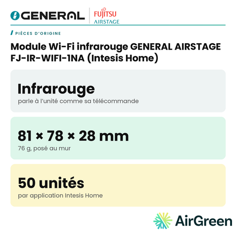 Module Wi-Fi infrarouge GENERAL AIRSTAGE FJ-IR-WIFI-1NA (Intesis Home) – carte principale | Montréal, Laval, Longueuil, Rive-Sud, Rive-Nord