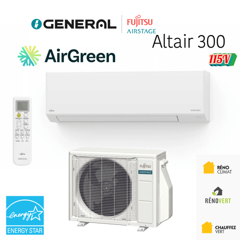 Thermopompe murale GENERAL AIRSTAGE ALTAIR 300 12 000 BTU 115 V – carte principale | Montréal, Laval, Longueuil, Rive-Sud, Rive-Nord