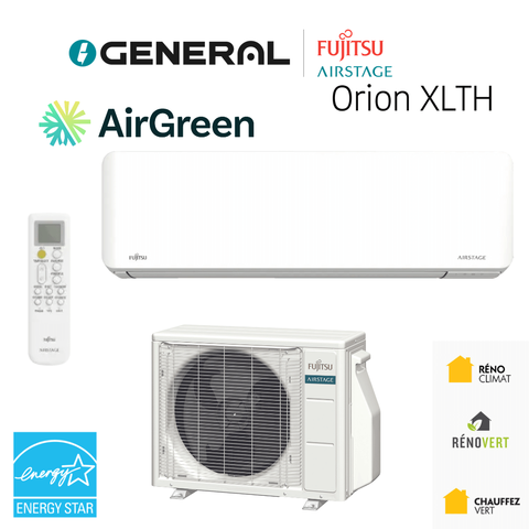 Thermopompe murale GENERAL AIRSTAGE ORION XLTH 12 000 BTU – carte principale | Montréal, Laval, Longueuil, Rive-Sud, Rive-Nord