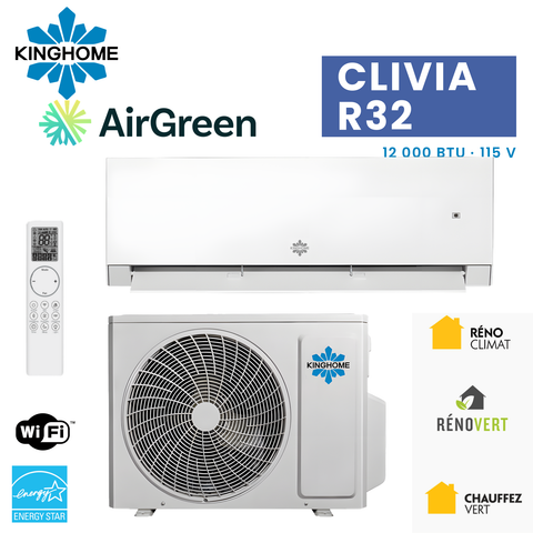 Thermopompe Murale KINGHOME Clivia R32 12000 BTU 115V – photo principale – Rive-Sud, Rive-Nord, Montréal
