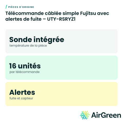 Télécommande câblée simple Fujitsu avec alertes de fuite – UTY-RSRYZ1