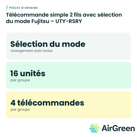 Télécommande simple 2 fils avec sélection du mode Fujitsu – UTY-RSRY
