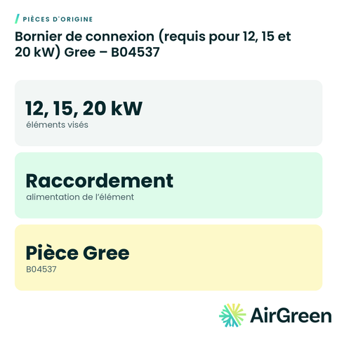 Bornier de connexion (requis pour 12, 15 et 20 kW) Gree – B04537