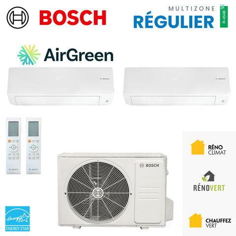 Thermopompe multizone Bosch Climate 5000 Régulier, 2 zones, R-454B