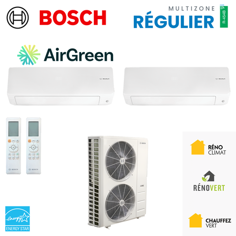 Thermopompe multizone Bosch Climate 5000 Régulier, 2 zones, R-454B
