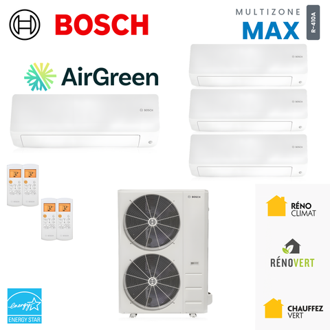 Thermopompe multizone Bosch Climate 5000 MAX Performance 4 zones R-410A, unités murales et unité extérieure