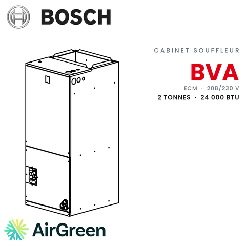 Cabinet souffleur Bosch BVA BVA-24WN1-M18, 2 tonnes (24 000 BTU/h) — installation par AirGreen à Montréal, Laval, Longueuil, Rive-Sud et Rive-Nord
