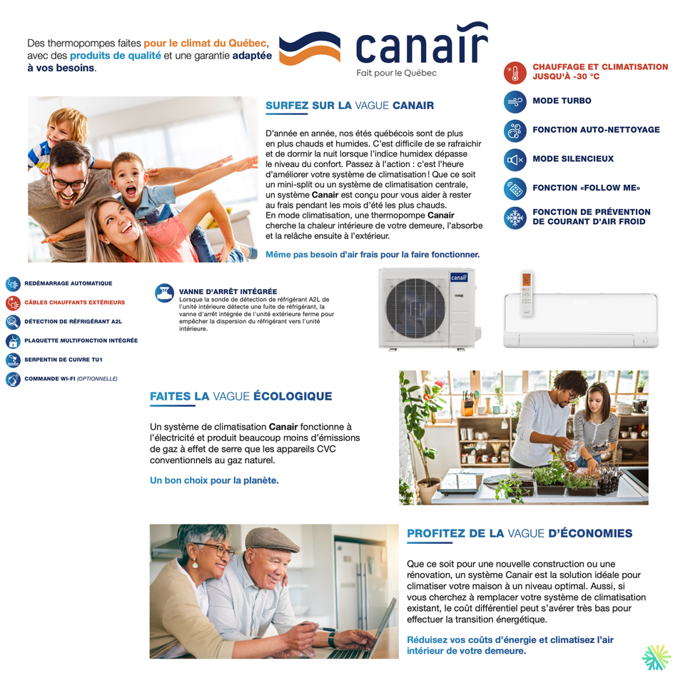 Thermopompe CANAIR 4C28 - R454B | 3-Zones - 27 000 BTU Extérieur