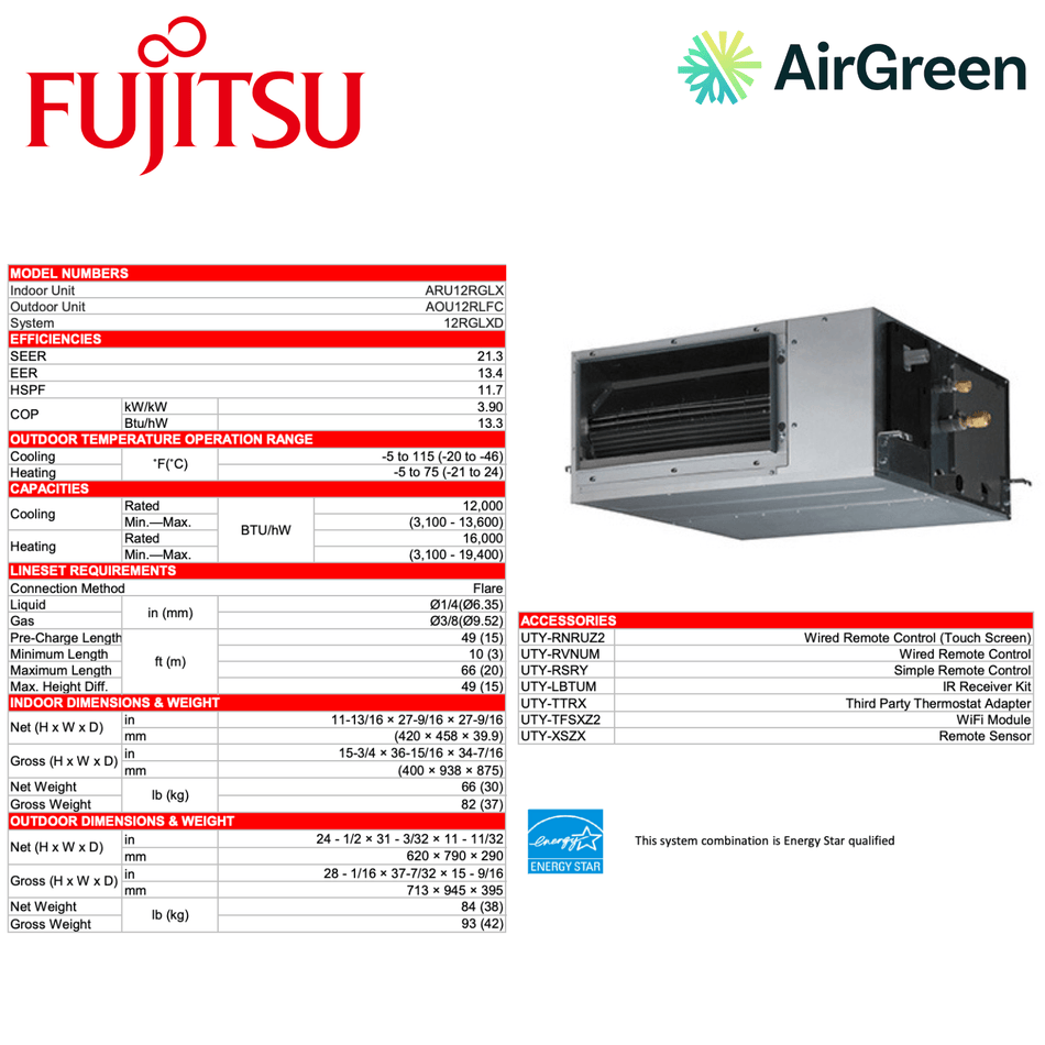 Gainable Fujitsu RGLX | 12 000 BTU | Installation à Montréal, Laval, Longueuil, Rive Sud et Rive Nord