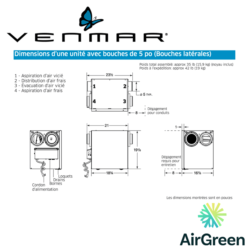 Air Exchanger VENMAR AVS® N SERIES A110H65RS Greater Montreal