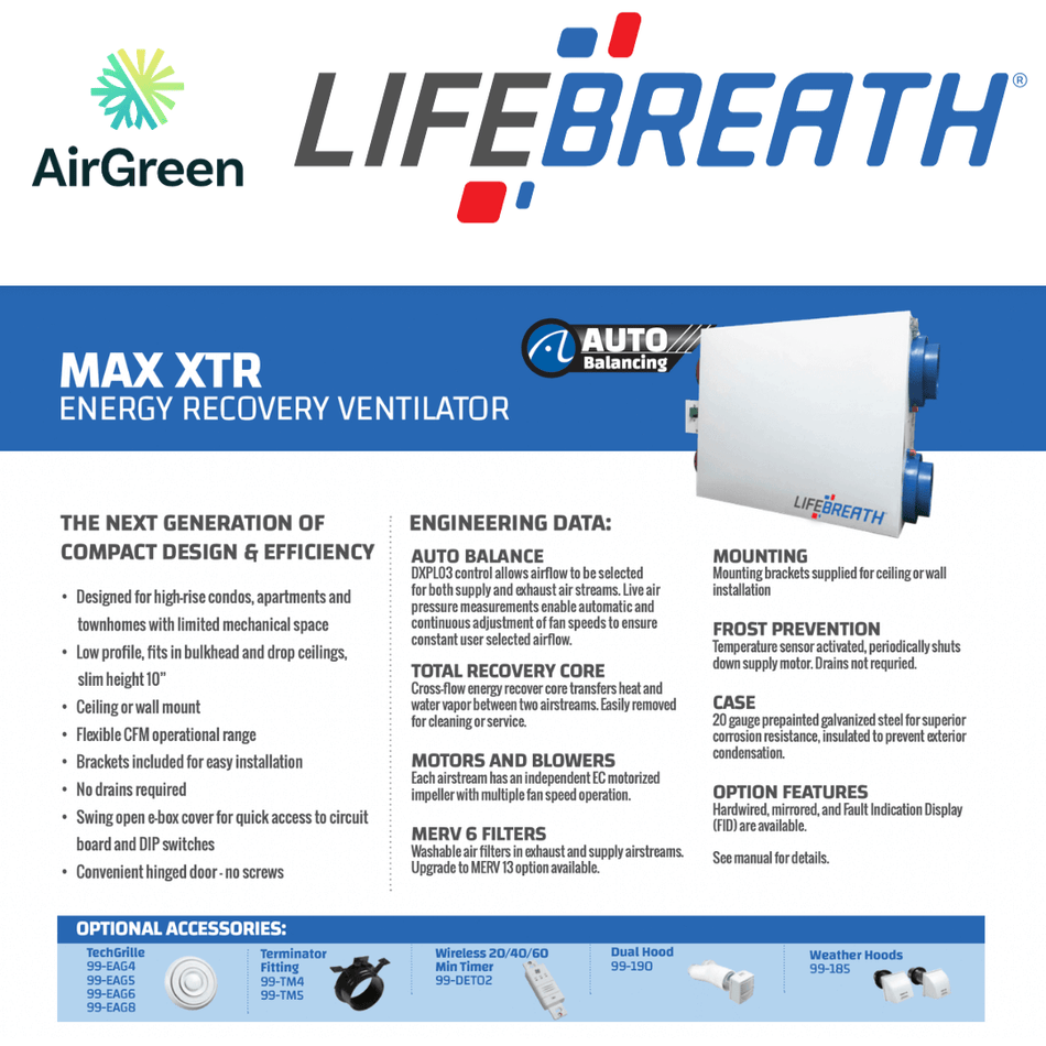 Échangeur d'Air LIFEBREATH MAX XTR Montréal, Laval, Longueuil, Rive Sud et Rive Nord