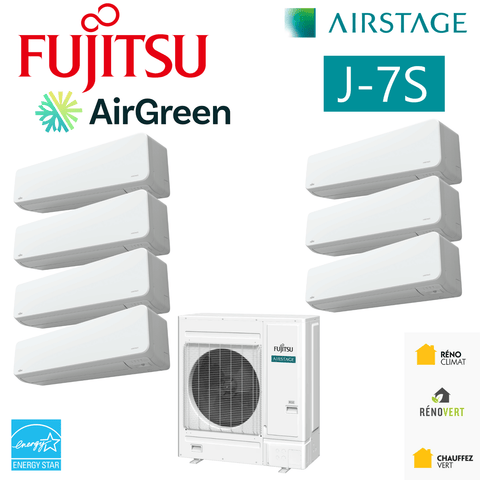 FUJITSU AIRSTAGE J-7S Mini-VRF R32 | 36000 BTU - 7 Têtes with Energy Star certification