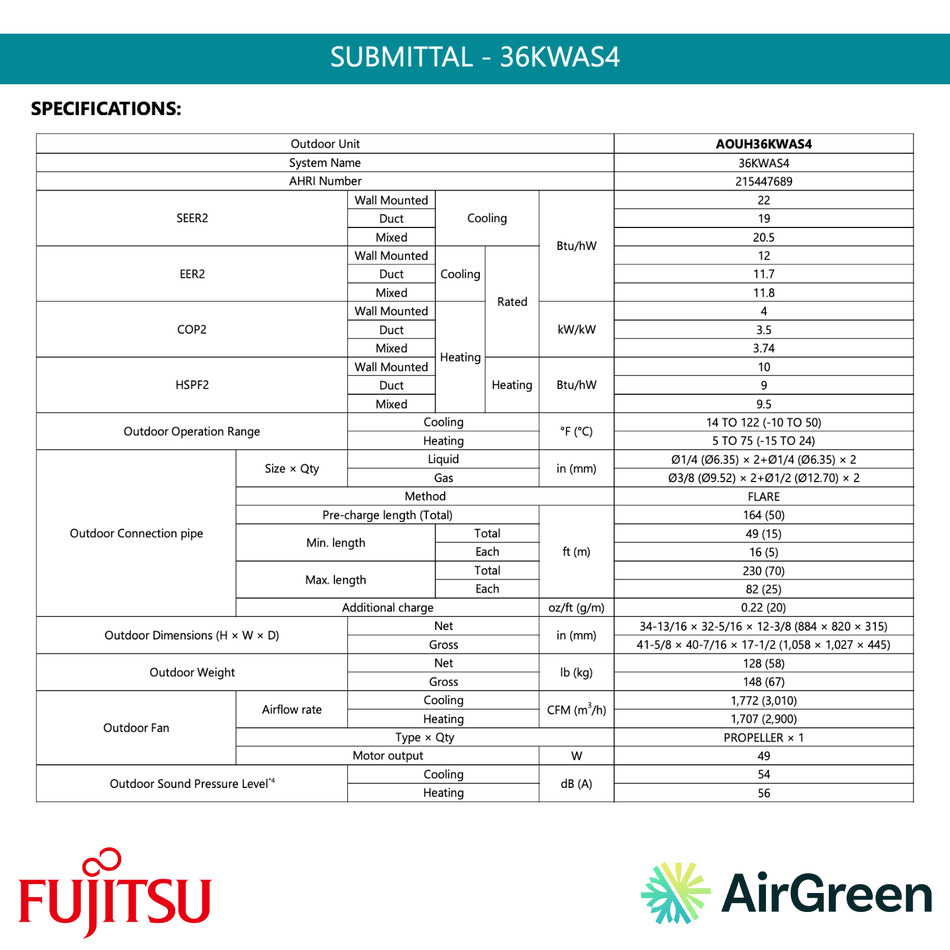 Thermopompe 3-Zones FUJITSU Aquila R32 | 36 000 BTU | Montréal, Laval, Rive Sud, Rive Nord