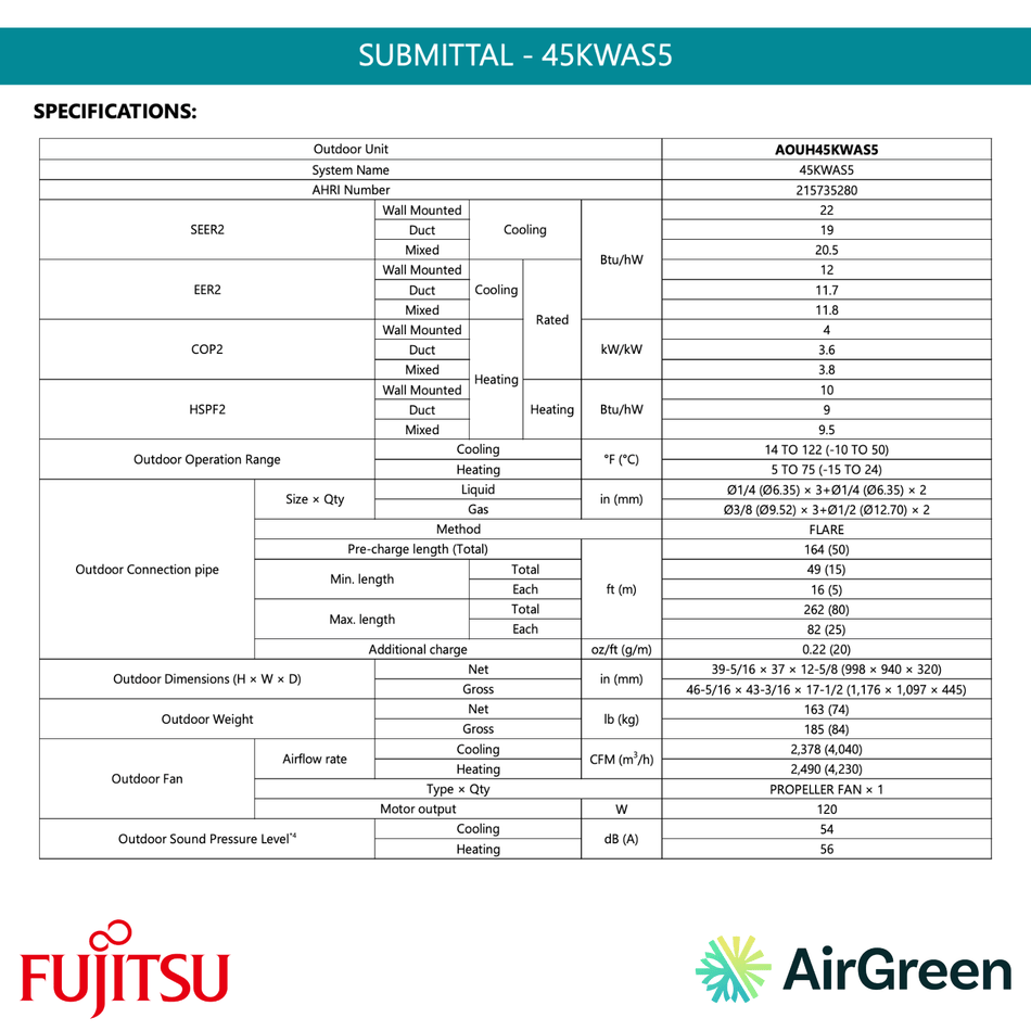 Thermopompe 3-Zones FUJITSU Aquila R32 | 45 000 BTU | Montréal, Laval, Rive Sud, Rive Nord