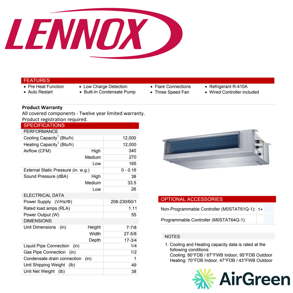 Lennox Ducted System | 12 000 BTU | Montreal, Laval, Longueuil, South Shore and North Shore