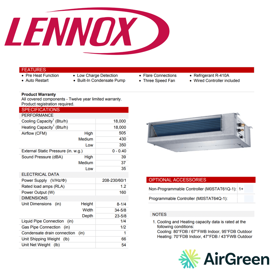 Lennox Ducted System | 18 000 BTU | Montreal, Laval, Longueuil, South Shore and North Shore