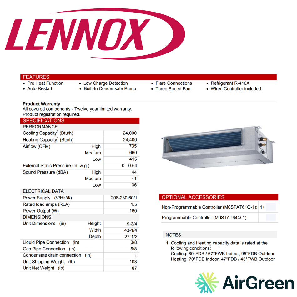Lennox Ducted System | 24 000 BTU | Montreal, Laval, Longueuil, South Shore and North Shore