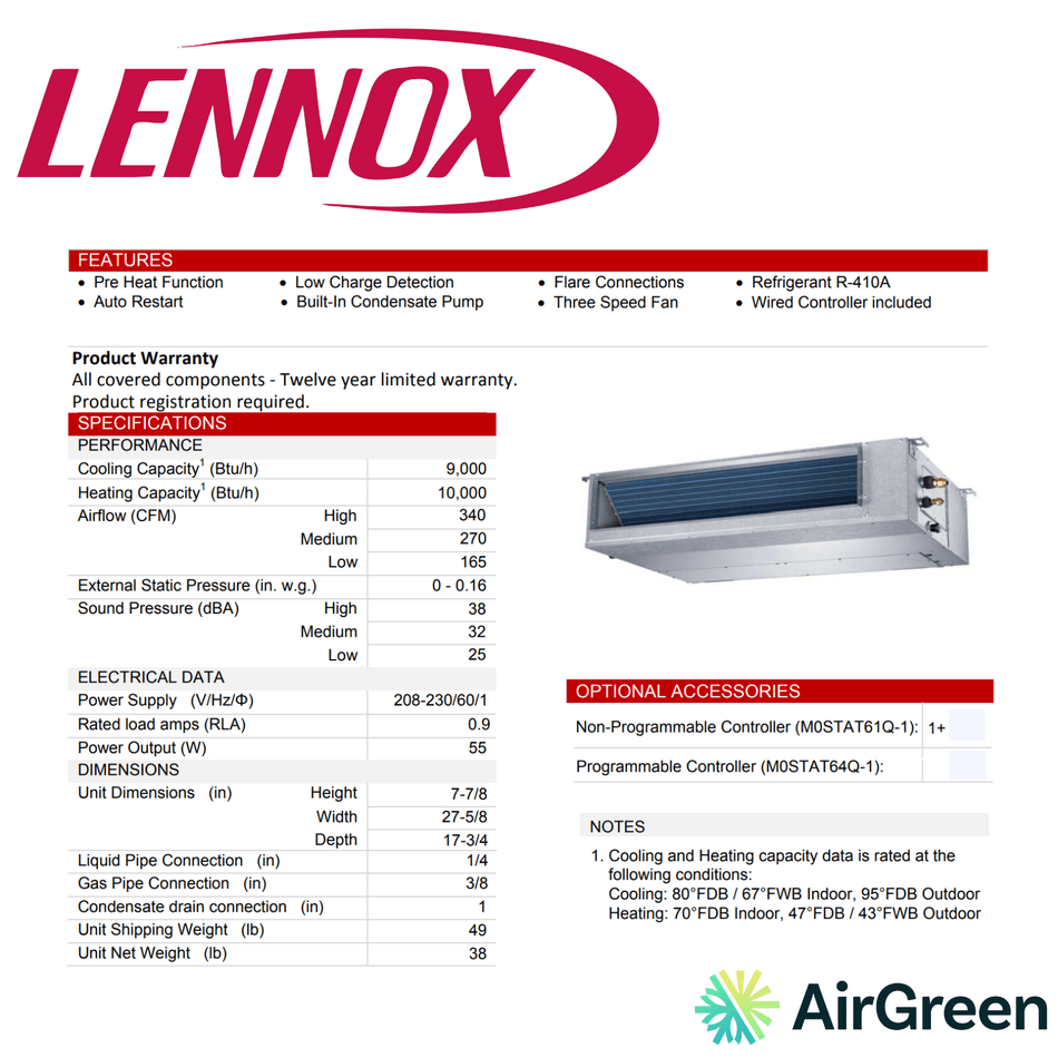 Lennox Ducted System | 9 000 BTU | Montreal, Laval, Longueuil, South Shore and North Shore