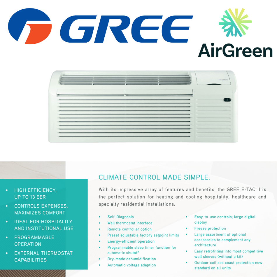 PTAC installation: Gree | 12 000 BTU Heat Pump | Montreal, Laval, Longueuil, South Shore and North Shore