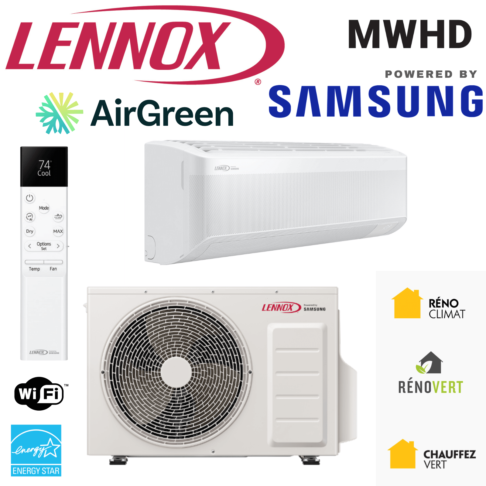 LENNOX MWHD Wall-Mounted Heat Pump | 12,000 BTU | Montreal, Laval