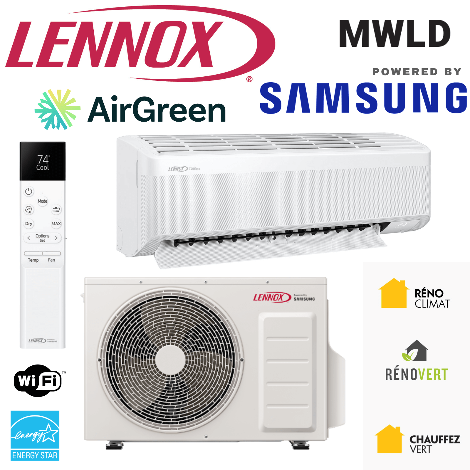 LENNOX MWLD Wall-Mounted Heat Pump | Powered by Samsung | 9,000