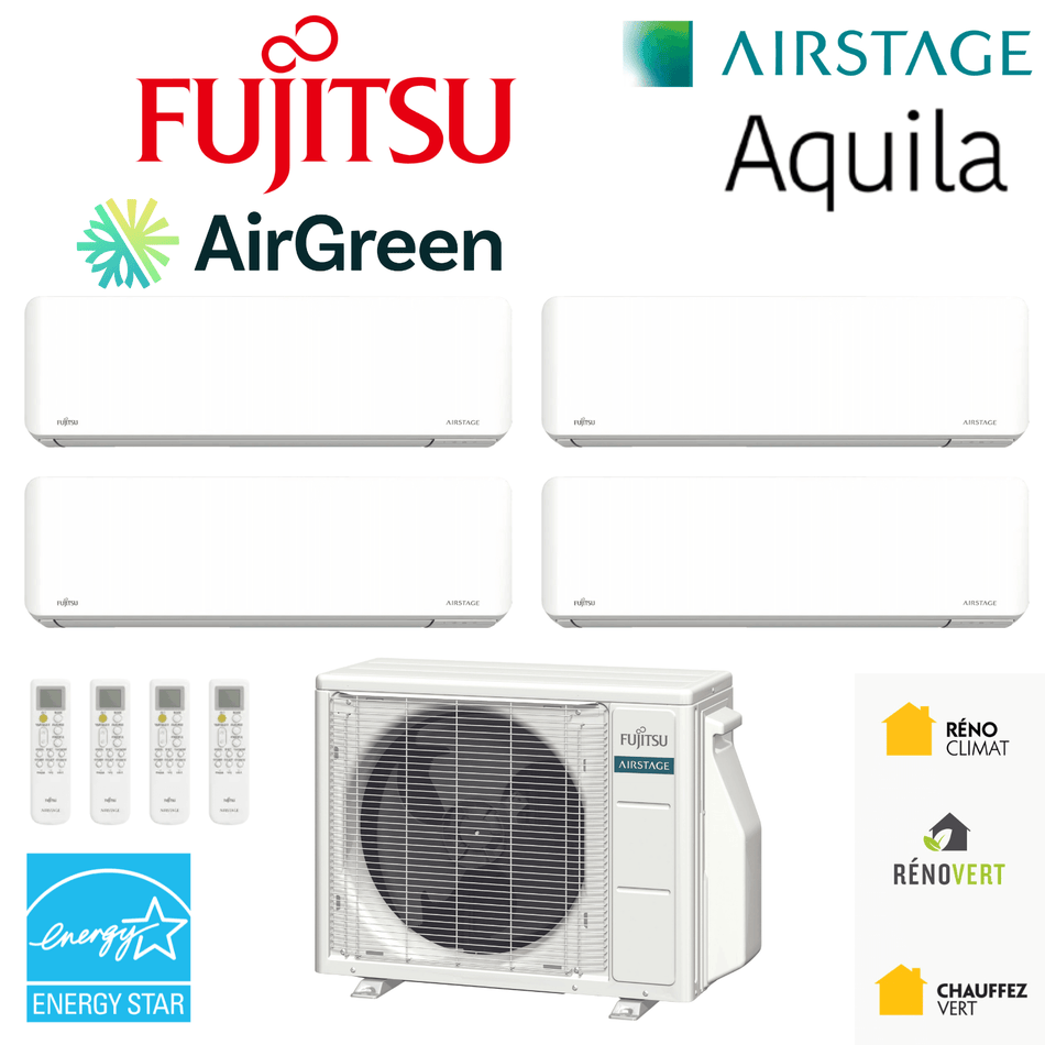 Thermopompe QuadZone FUJITSU Aquila R32 | 36 000 BTU | Montréal, Laval, Rive Sud, Rive Nord