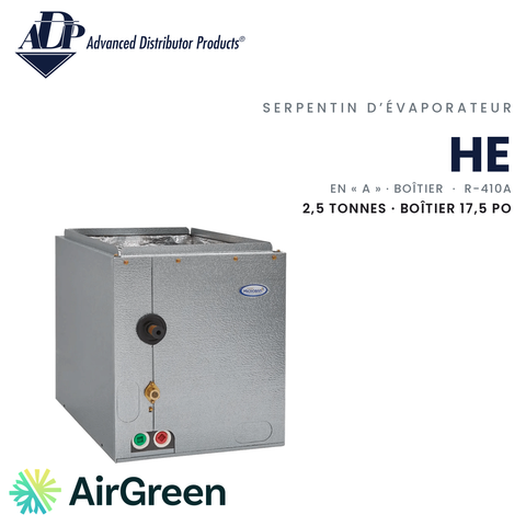 Serpentin d’évaporateur ADP HE HE31130C175B1622AP, 2,5 t · boîtier 17,5 po — installation par AirGreen à Montréal, Laval, Longueuil, Rive-Sud et Rive-Nord