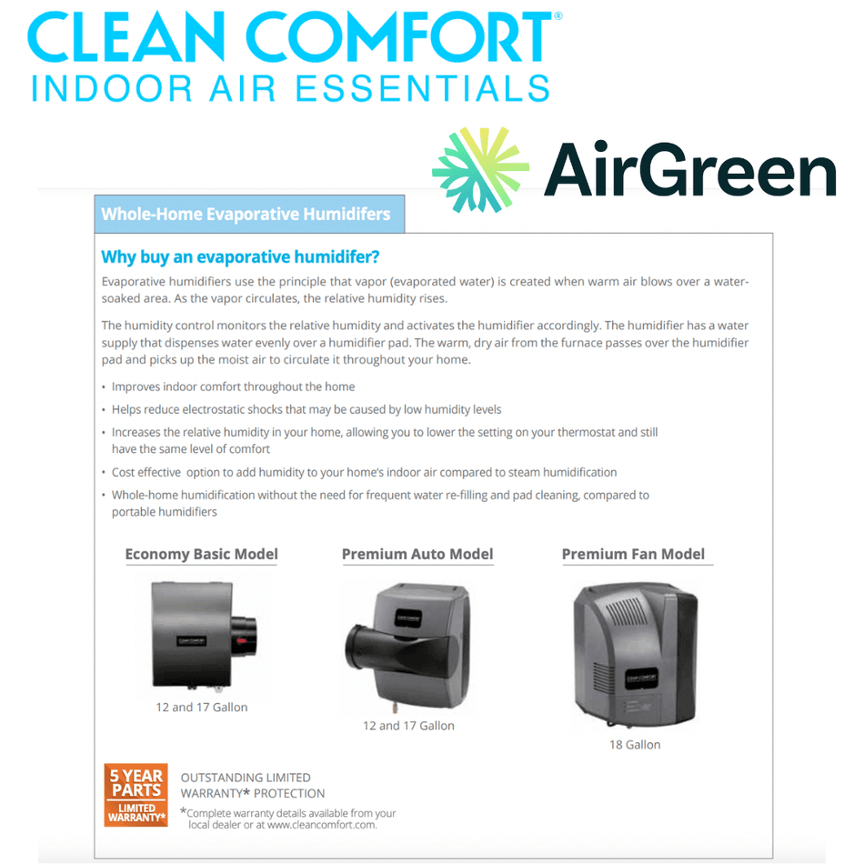 Clean Comfort HE18FA2 Humidifier | Installation in Montreal, Laval, Longueuil, South Shore and North Shore