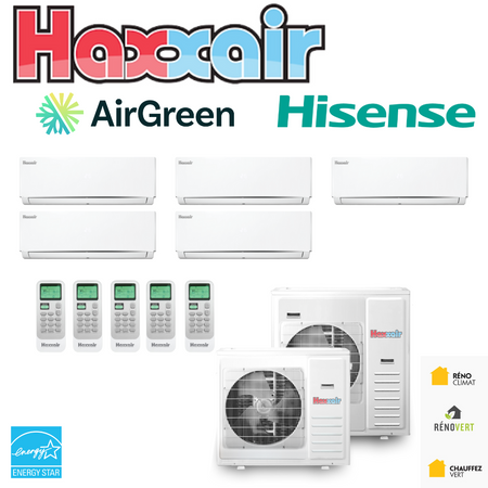 Thermopompe 5-Zones Haxxair T2D | Compresseur 42 000 BTU | Montréal, Laval, Longueuil, Rive Sud & Rive Nord