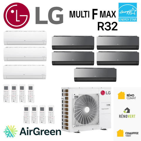 Thermopompe 8-Têtes LG MULTI F MAX R32 | Compresseur 60000 BTU avec AirGreen installation à Montréal