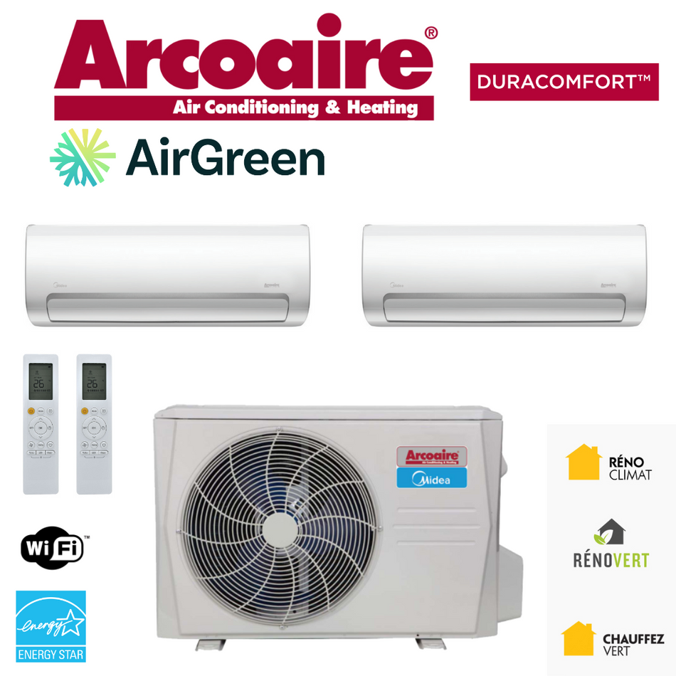 Thermopompe ArcoAire DLCMRA | 2-Zones | Compresseur 36 000 BTU