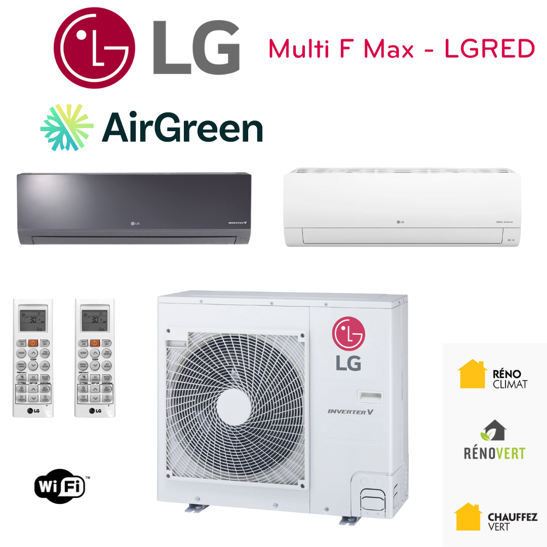 Thermopompe LG MULTI F MAX LGRED | 2-Têtes | Compresseur 42 000 BTU | Montréal, Laval, Longueuil, Rive Sud et Rive Nord