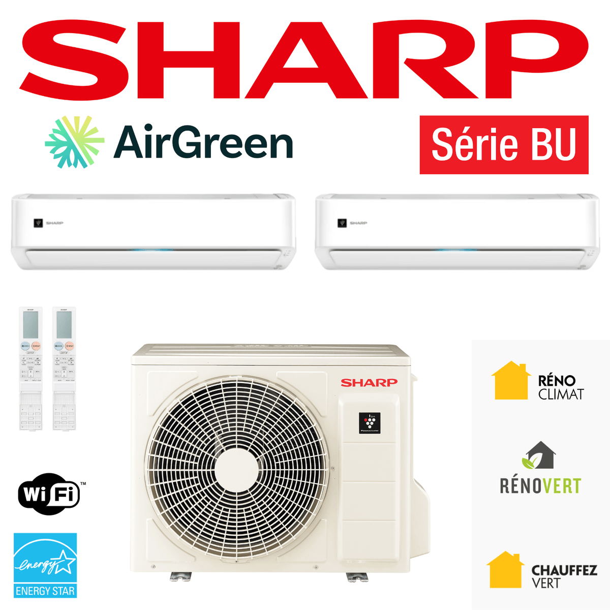 Thermopompe Double Zone SHARP BU | Montréal, Laval, Longueuil, Rive Sud & Rive Nord
