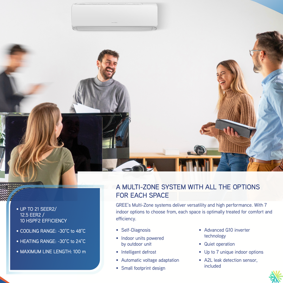 Thermopompe TripleZone Gree FreeMatch R32 | 30 000 BTU | Montréal, Laval, Longueuil, Rive Sud & Rive Nord