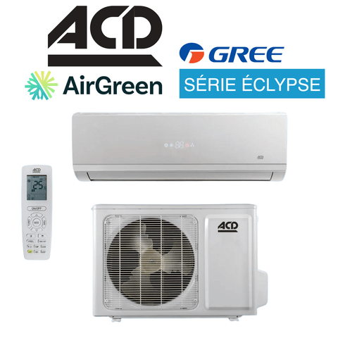 Thermopompe Murale ACD Éclypse 9 000 BTU avec télécommande | Montréal, Laval, Longueuil, Rive Sud et Rive Nord