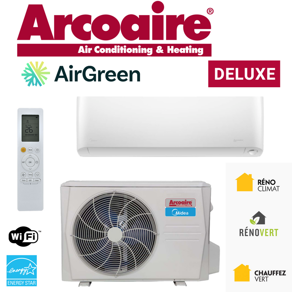 Wall-Mounted Heat Pump Arcoaire Deluxe of 12 000 BTU | Montreal, Laval, Longueuil, South Shore and North Shore