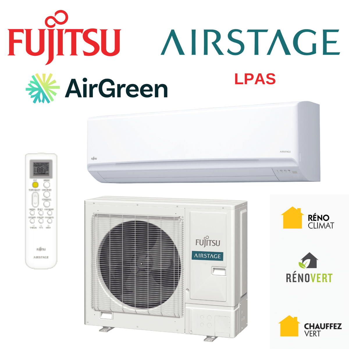 Thermopompe Murale Fujitsu LPAS1 de 36 000 BTU Grand Montréal, Laval, Longueuil, Rive Sud et Rive Nord
