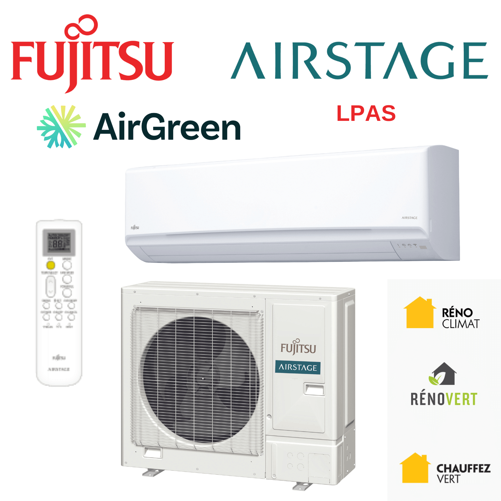 Thermopompe Murale Fujitsu LPAS1 de 36 000 BTU Grand Montréal, Laval, Longueuil, Rive Sud et Rive Nord