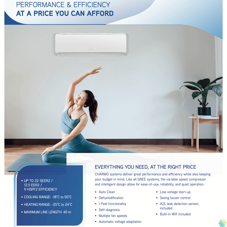 Gree Charmo R32 Wall-Mounted Heat Pump | 24,000 BTU | Montreal, Laval, Longueuil, South Shore & North Shore