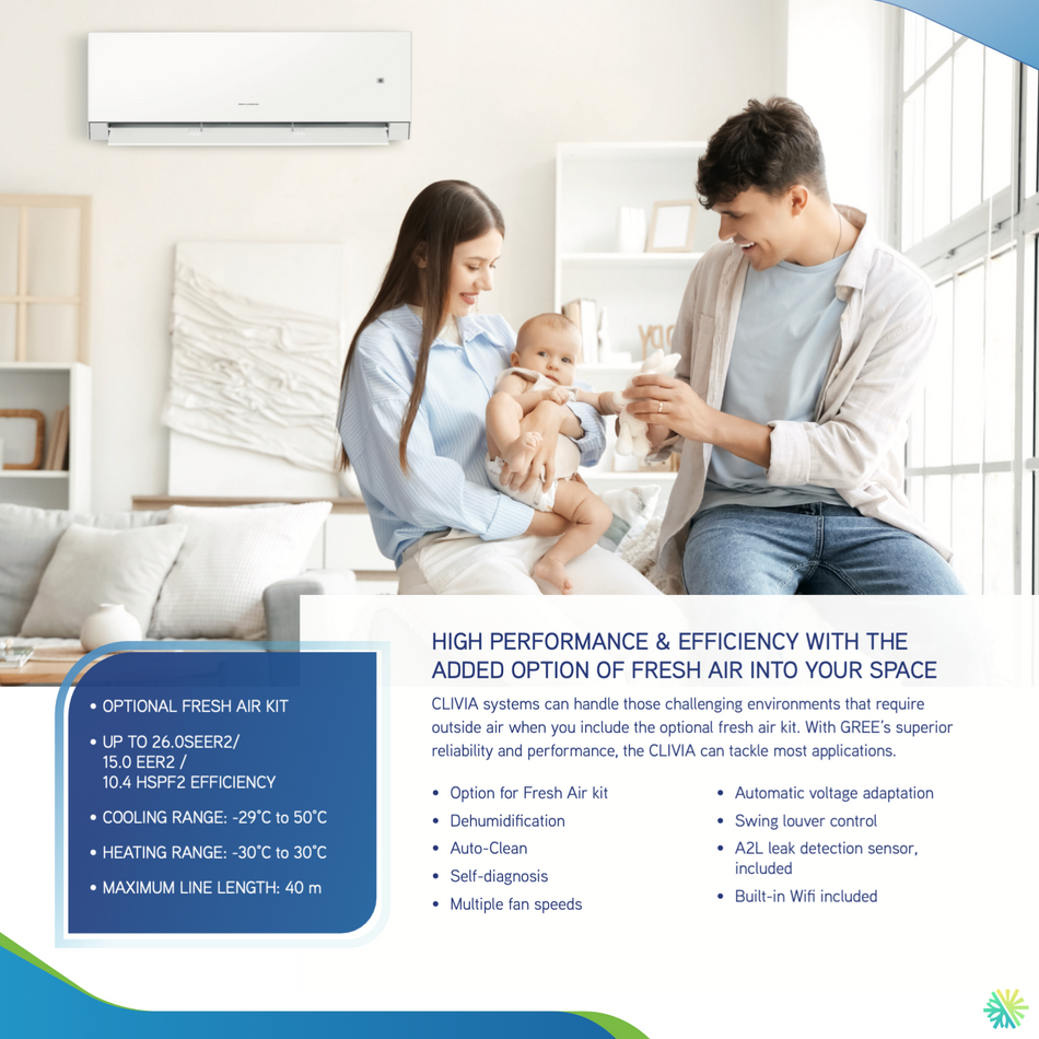 Gree Clivia R32 Wall Mounted Heat Pump | 18,000 BTU | Montreal, Laval, Longueuil, South Shore & North Shore