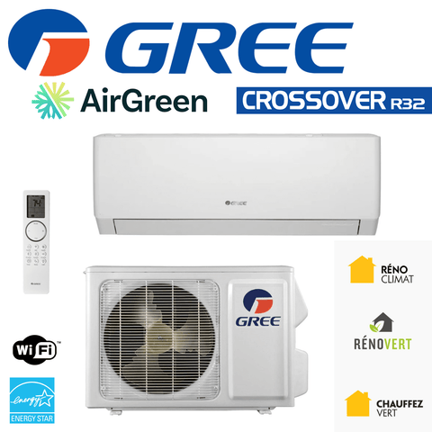 Thermopompe Murale Gree Crossover R32 | 18 000 BTU | Montréal, Laval, Longueuil, Rive Sud & Rive Nord chauffage et climatisation