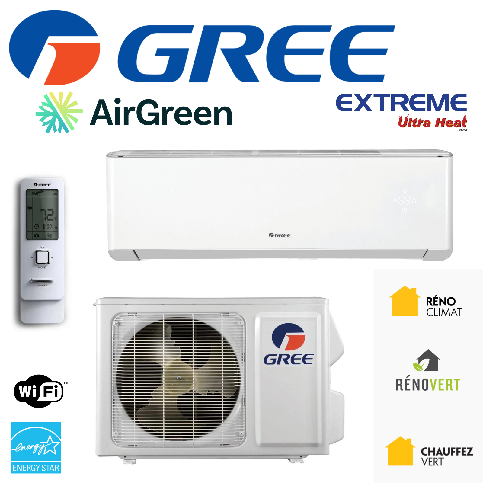 Thermopompe Murale 30°c Gree Extreme 12 000 Btu Montréal 9834