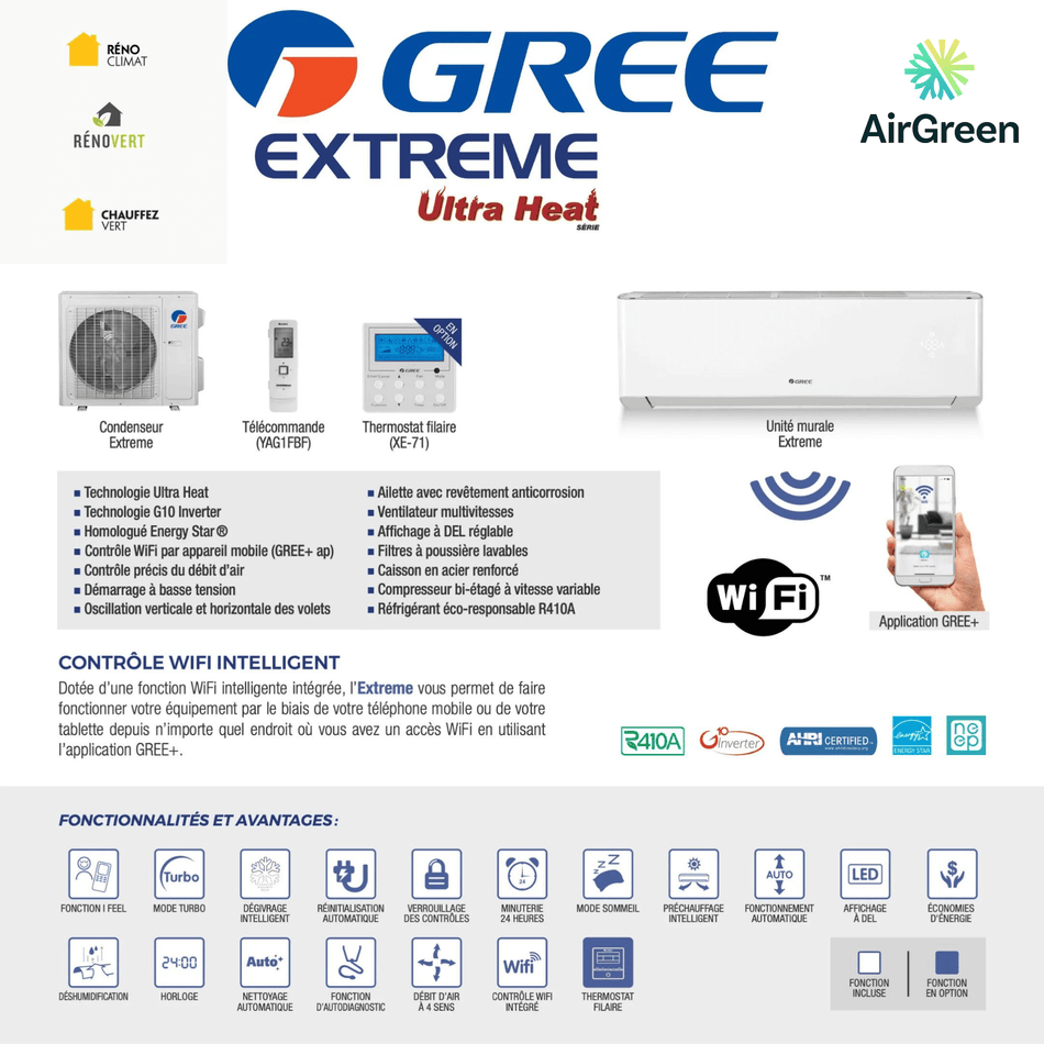 Wall Mounted Heat Pump GREE EXTREME of 9 000 BTU