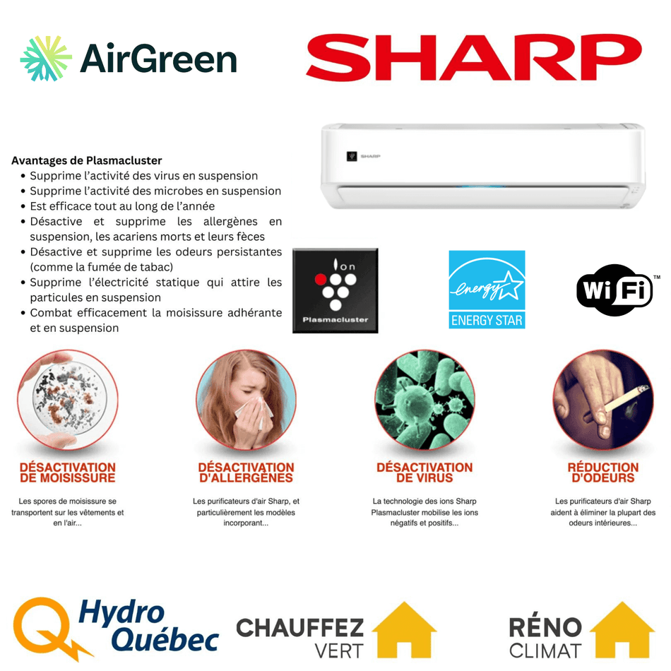 Ductless Mini Split Sharp ZHU1 | 18,000 BTU | Montreal, Laval, Longueuil, South Shore & North Shore