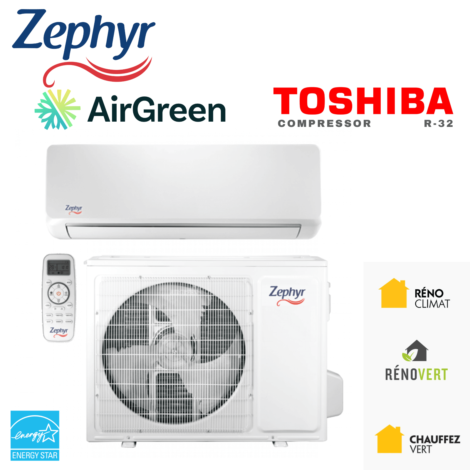 Zephyr Series 23 Wall-Mounted Heat Pump | 18,000 BTU R-32