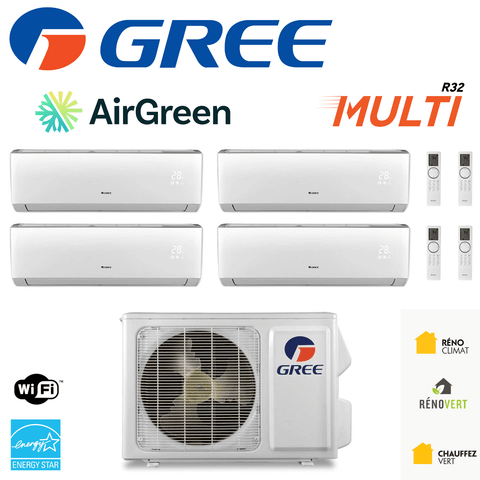 Thermopompe 4-Zone Gree MULTI R32 | Ext : 42 000 BTU | Montréal, Laval, Longueuil, Rive Sud & Rive Nord image