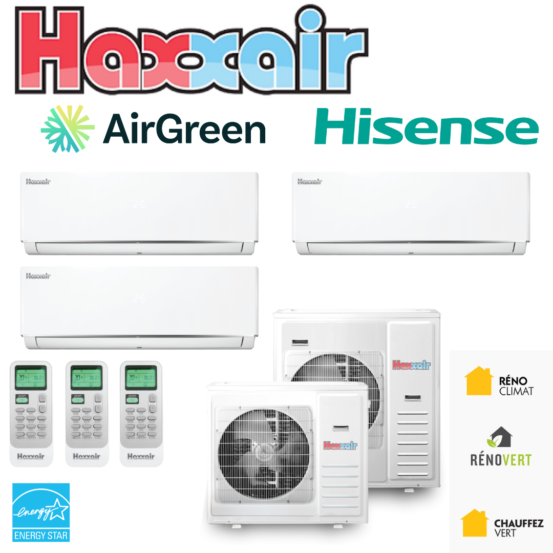 Thermopompe Triple Zone Haxxair T2D Compresseur 24 000 BTU Montréal