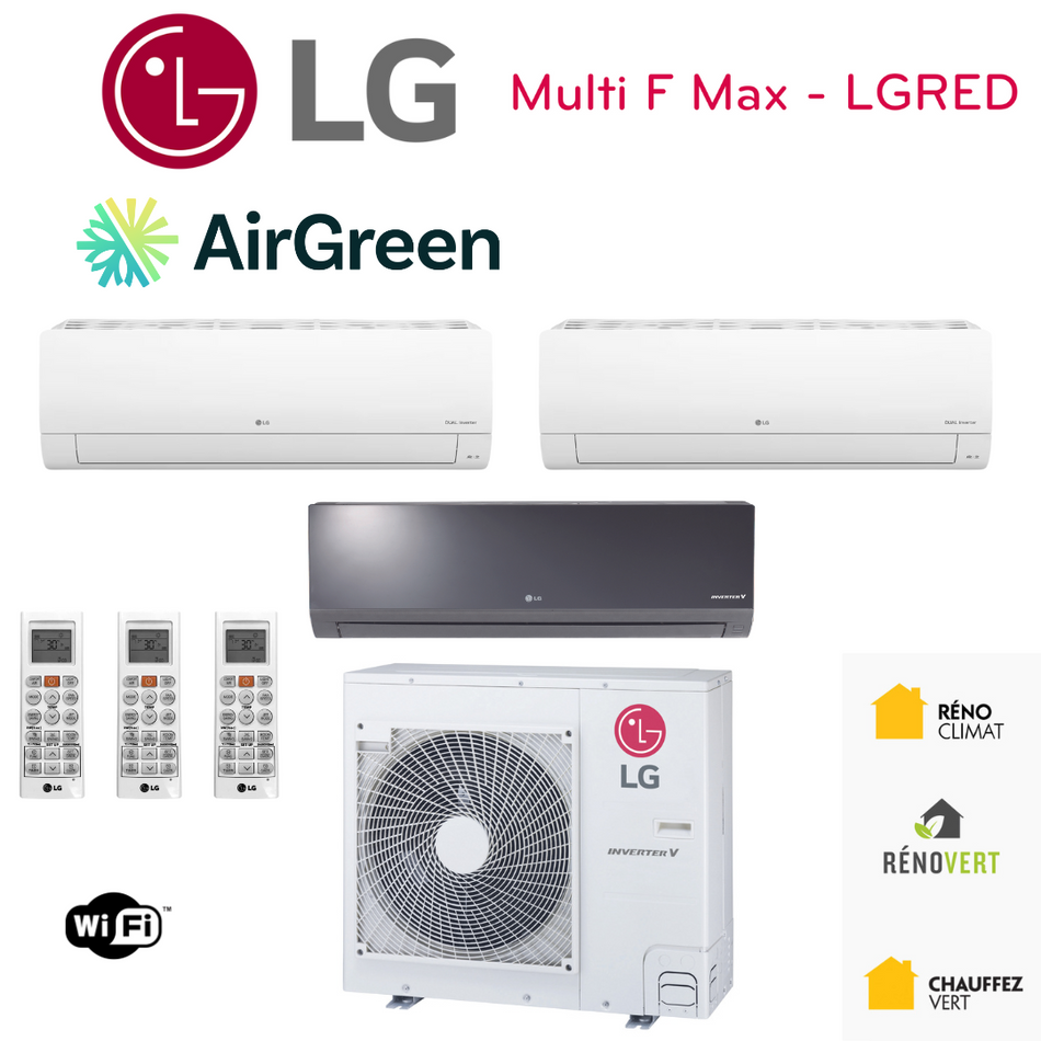 Thermopompe LG MULTI F MAX LGRED | 3-Têtes | Compresseur 24 000 BTU | Montréal, Laval, Longueuil, Rive Sud et Rive Nord
